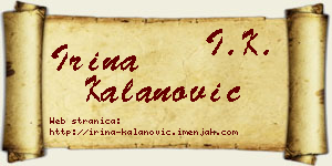 Irina Kalanović vizit kartica